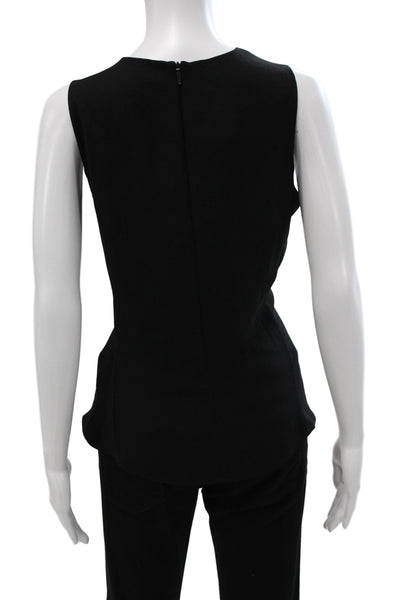 Spanx Womens Black Sleeveless Basic Tank Polyester Zip Round Neck Size M