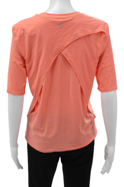Lululemon Women Pullover T-Shirt Orange Crew Neck Short Sleeve Size 10