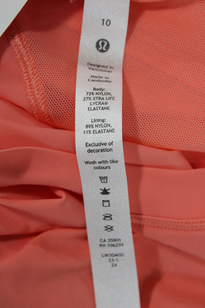 Lululemon Women Pullover T-Shirt Orange Crew Neck Short Sleeve Size 10