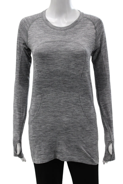 Lululemon Women Pullover Long Sleeve Crew Neck Athleisure Gray Nylon Size 10