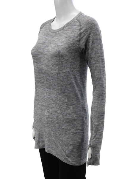 Lululemon Women Pullover Long Sleeve Crew Neck Athleisure Gray Nylon Size 10