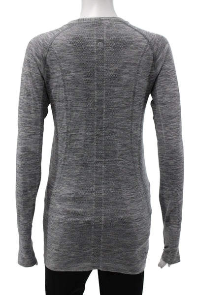 Lululemon Women Pullover Long Sleeve Crew Neck Athleisure Gray Nylon Size 10