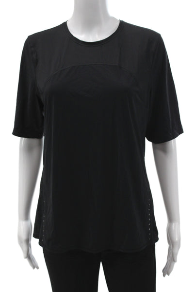 Lululemon Women Basic T-Shirt Black Crew Neck Short Sleeve Athleisure Size 10