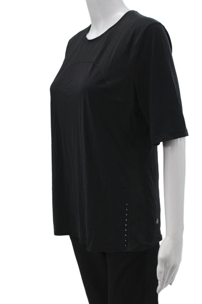 Lululemon Women Basic T-Shirt Black Crew Neck Short Sleeve Athleisure Size 10
