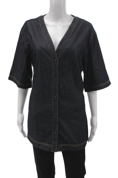 Modern Citizen Women Kimono Jacket Blue Cotton 3/4 Sleeve Size L