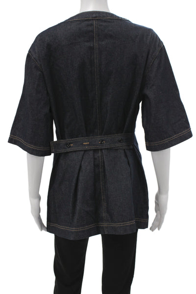 Modern Citizen Women Kimono Jacket Blue Cotton 3/4 Sleeve Size L