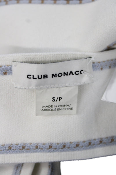 Club Monaco Womens Cropped Halter Blue Striped Viscose Tank Size S