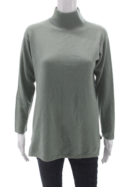 Neiman Marcus Womens 100% Cashmere Mock Neck Pullover Sweater Green Size XS