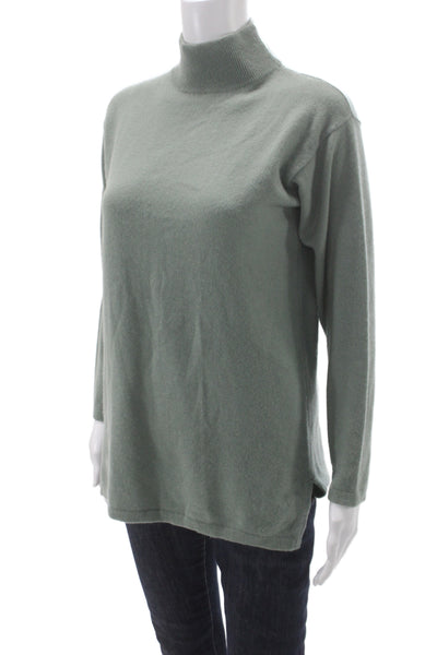 Neiman Marcus Womens 100% Cashmere Mock Neck Pullover Sweater Green Size XS