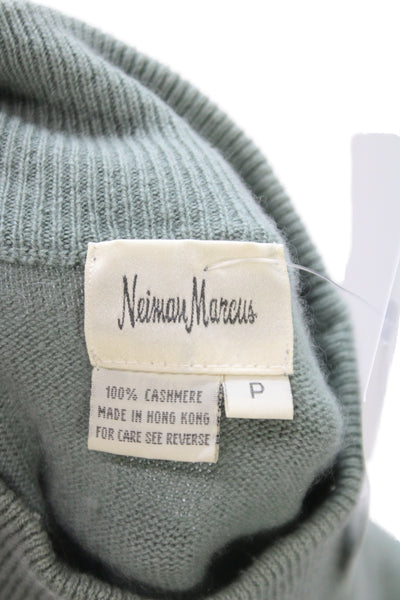 Neiman Marcus Womens 100% Cashmere Mock Neck Pullover Sweater Green Size XS