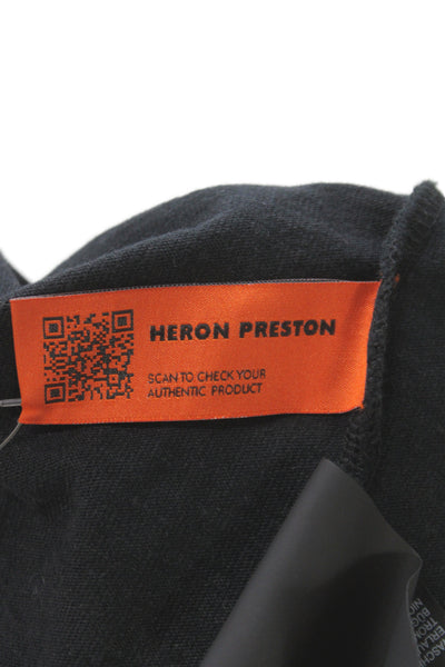 Heron Preston Mens Black Graphic Crewneck Cotton Tee Short Sleeve Size XL