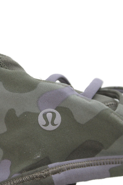 Lululemon Womens Sports Bra Camouflage Green Scoop Neck Nylon Size 2