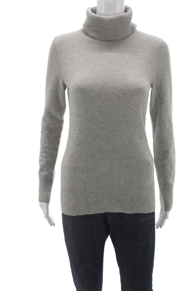 J Crew Women 100% Cashmere Turtleneck Pullover Gray Size S