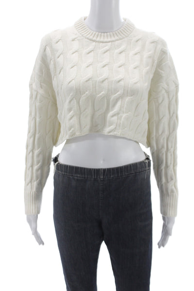 Babaton Women Ivory Wool Crewneck Pullover Long Sleeve Classic Size S