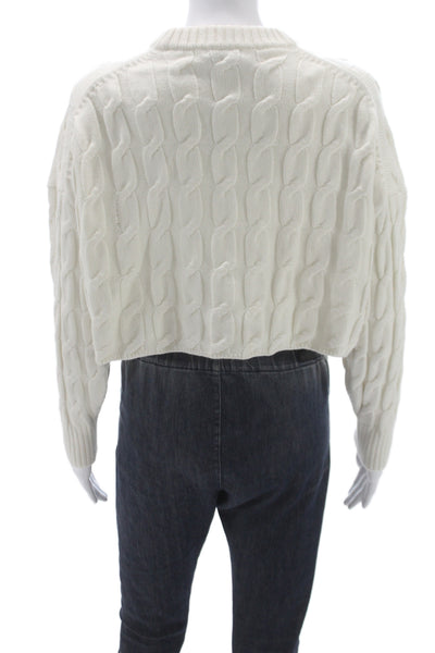 Babaton Women Ivory Wool Crewneck Pullover Long Sleeve Classic Size S