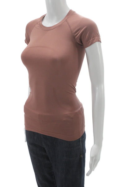 Lululemon Womens Basic Brown T-Shirt Short Sleeve Crewneck Nylon Size 0