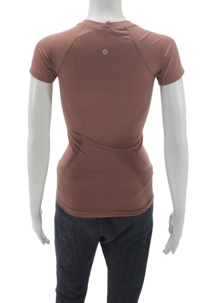 Lululemon Womens Basic Brown T-Shirt Short Sleeve Crewneck Nylon Size 0