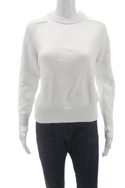 J Crew Womens White Crew Neck Pullover Sweater Long Sleeve Size XS