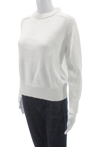 J Crew Womens White Crew Neck Pullover Sweater Long Sleeve Size XS