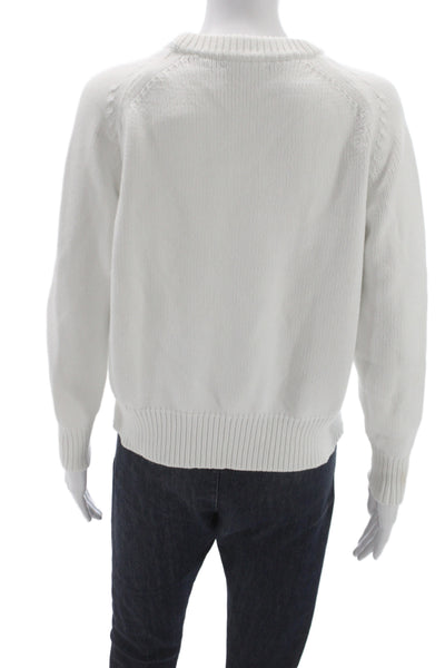 J Crew Womens White Crew Neck Pullover Sweater Long Sleeve Size XS