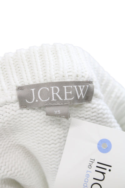 J Crew Womens White Crew Neck Pullover Sweater Long Sleeve Size XS