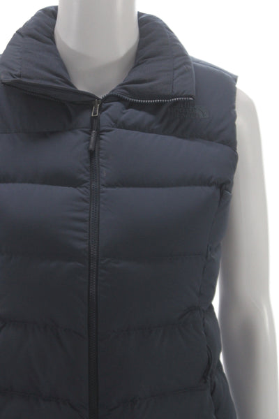 The North Face Womens Puffer Vest Blue Zip Polyester Size XS