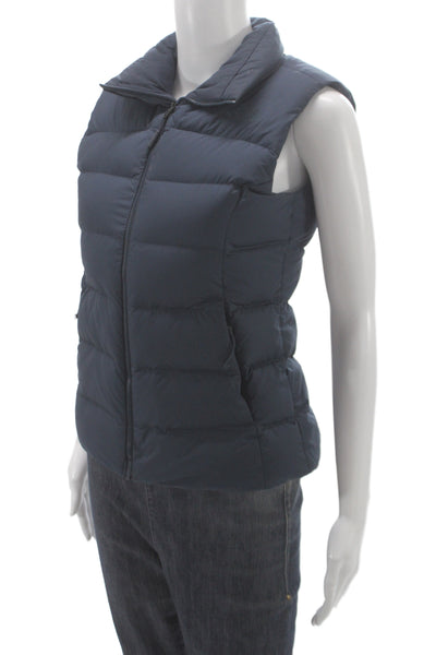 The North Face Womens Puffer Vest Blue Zip Polyester Size XS