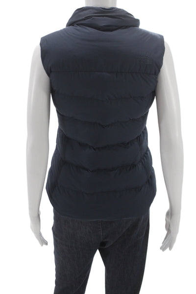 The North Face Womens Puffer Vest Blue Zip Polyester Size XS