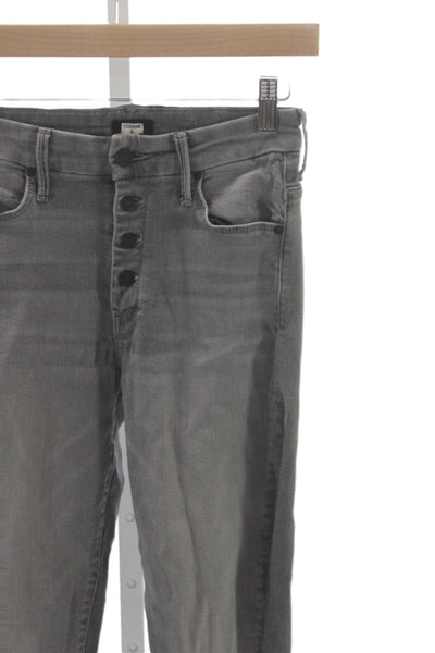 Mother Womens Skinny Jeans Gray Mid Rise Cotton Button Size 26