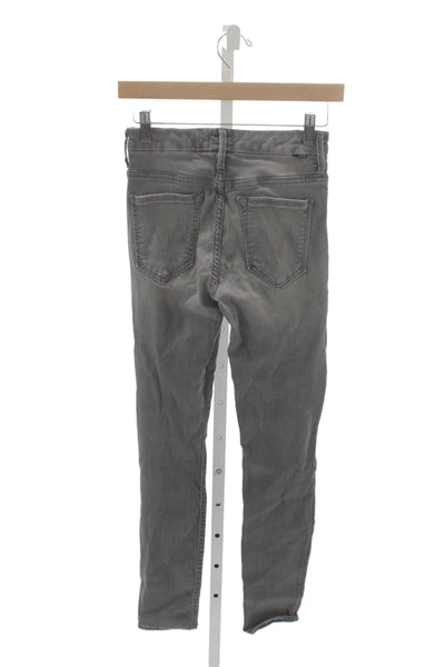 Mother Womens Skinny Jeans Gray Mid Rise Cotton Button Size 26