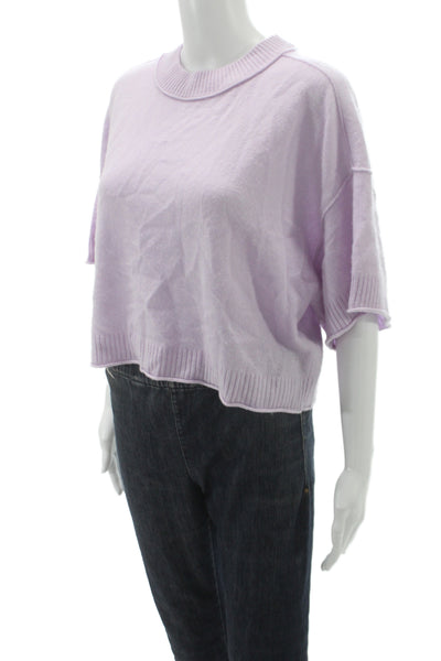 Anthropologie Women Purple 100% Cashmere Pullover Crew Neck Short Sleeve Size S