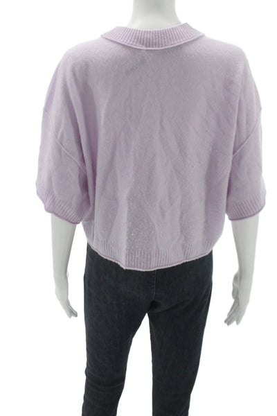 Anthropologie Women Purple 100% Cashmere Pullover Crew Neck Short Sleeve Size S