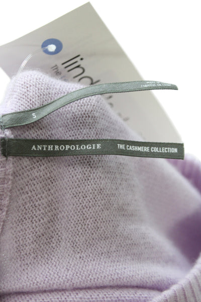 Anthropologie Women Purple 100% Cashmere Pullover Crew Neck Short Sleeve Size S