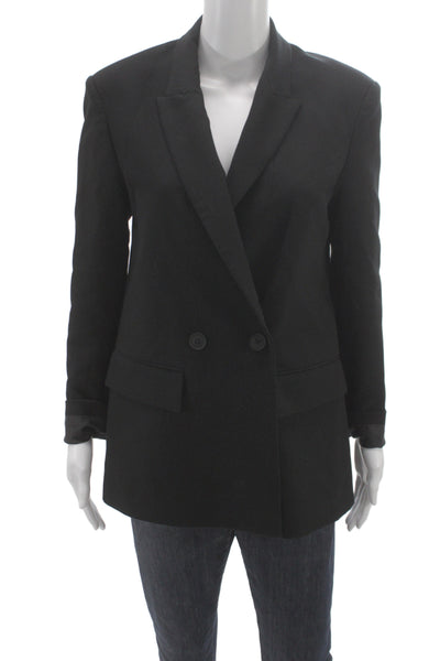 Zara Womens Basic Black Button Long Sleeve Jacket Solid Polyester Size XS