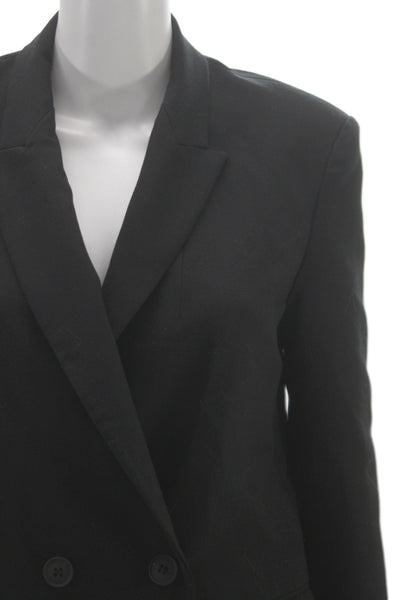 Zara Womens Basic Black Button Long Sleeve Jacket Solid Polyester Size XS