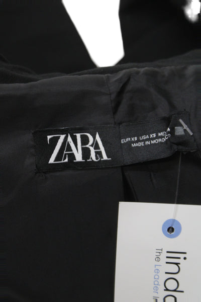 Zara Womens Basic Black Button Long Sleeve Jacket Solid Polyester Size XS