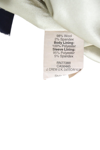 J Crew Women Basic Jacket Blue Wool Button Long Sleeve Preppy Size 0
