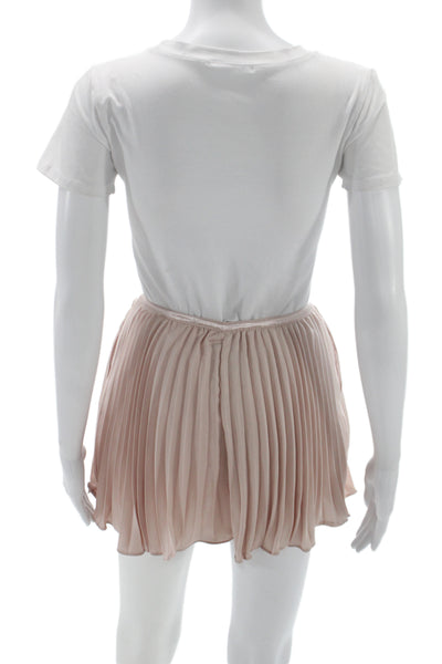 Anthropologie Womens Pleated Pink Polyester Mini Shorts Size 2XS