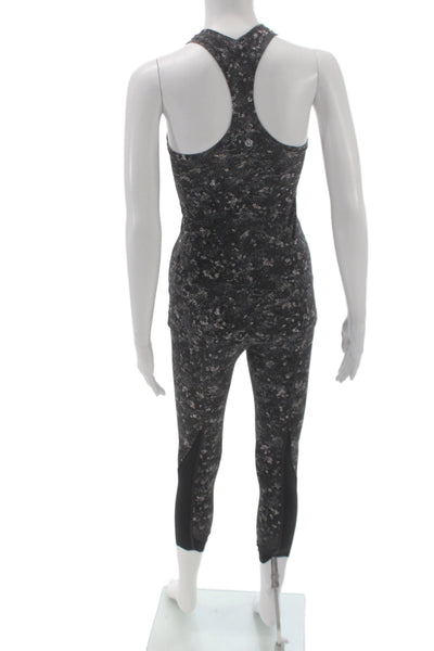 Lululemon Women Black Geometric Athleisure Leggings Set Size 4