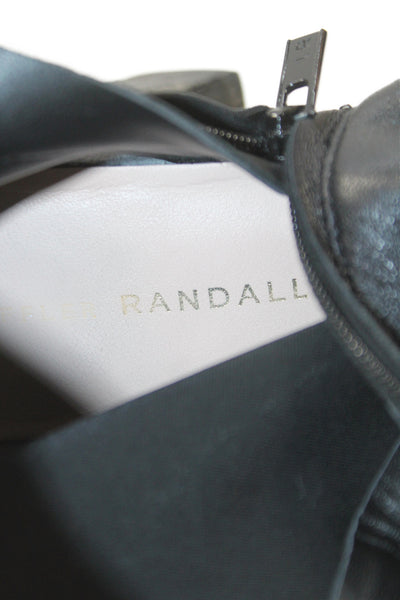 Loeffler Randall Women's Leather Round Toe Block Heel Ankle Boots Black Size 6