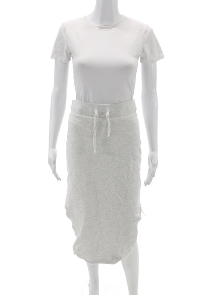 Frank & Eileen Women Gray Cotton Pencil Midi Skirt Drawstring Size M