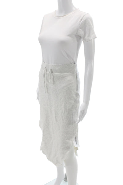 Frank & Eileen Women Gray Cotton Pencil Midi Skirt Drawstring Size M
