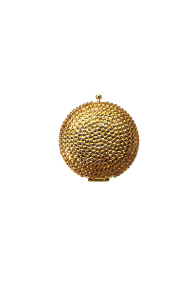 Estee Lauder Womens Crystal Embellished Lucidity Compact Mirror Orange Gold Tone