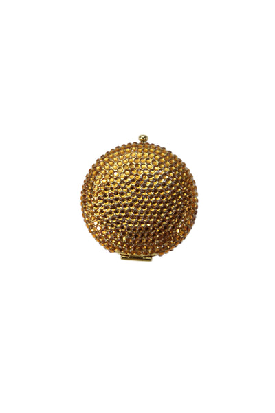 Estee Lauder Womens Crystal Embellished Lucidity Compact Mirror Orange Gold Tone