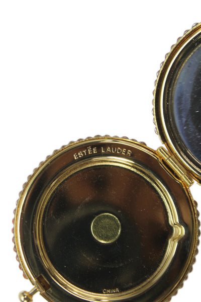 Estee Lauder Womens Crystal Embellished Lucidity Compact Mirror Orange Gold Tone