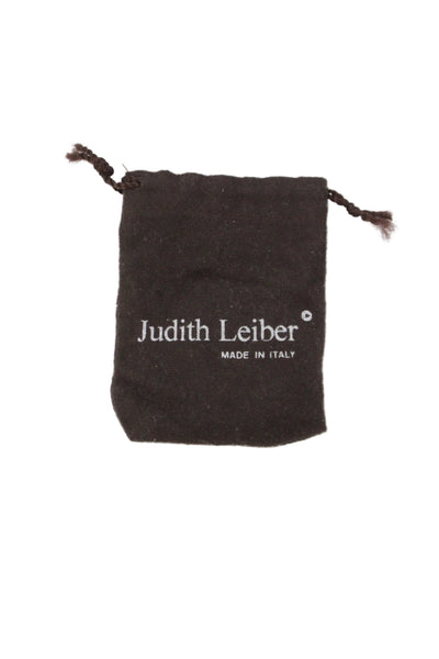 Judith Leiber Womens Crystal Powder Compact Mirror Rhinestones Detail Black Gold
