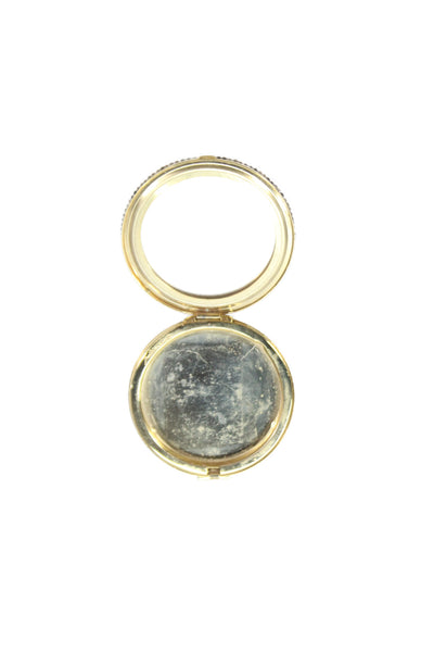 Judith Leiber Womens Compact Mirror Rhinestones Detail Brown Gold