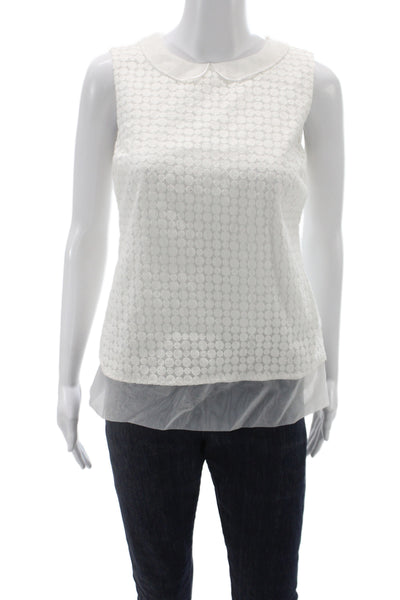 Brooks Brothers Womens Basic Sleeveless Polka Dot Collared Nylon Blouse Size 2