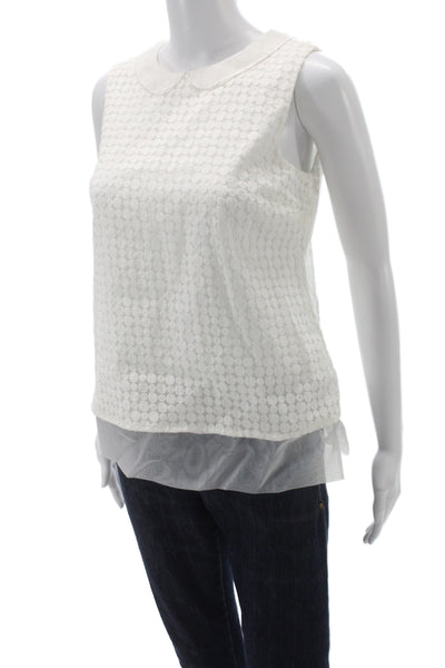 Brooks Brothers Womens Basic Sleeveless Polka Dot Collared Nylon Blouse Size 2