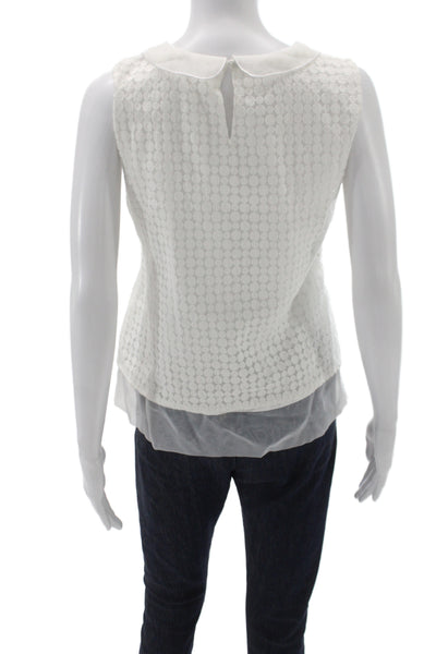 Brooks Brothers Womens Basic Sleeveless Polka Dot Collared Nylon Blouse Size 2